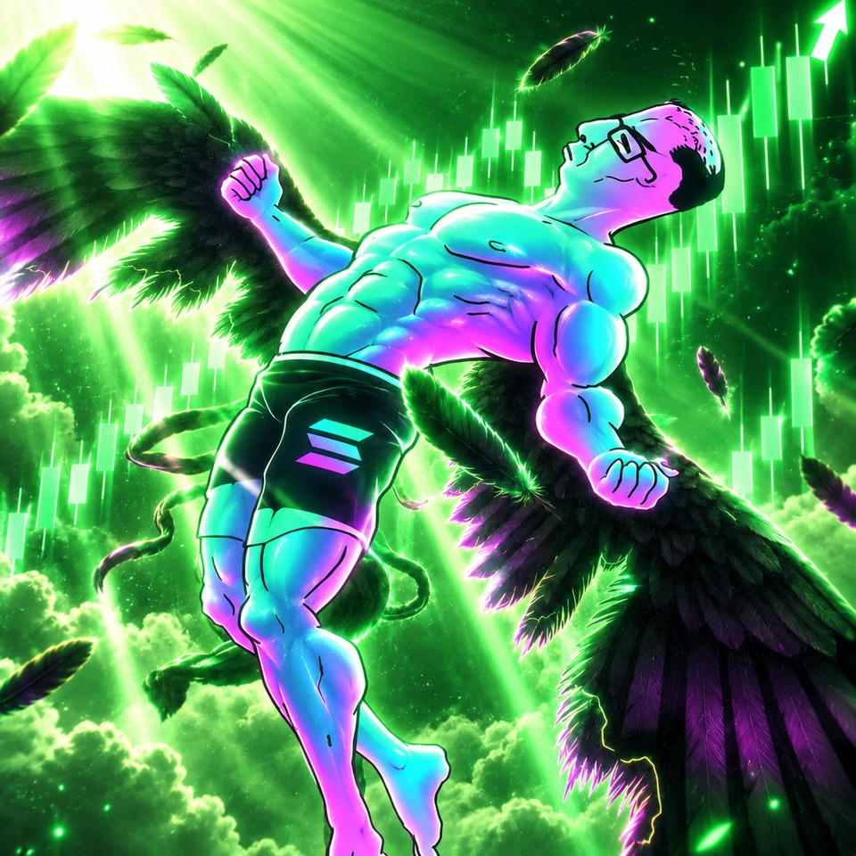 SOL Rising neon winged character